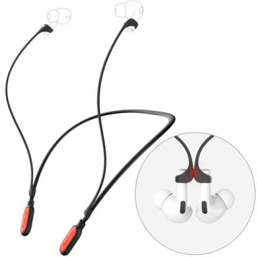 Imagem de Alça magnética ultra forte compatível com Airpod Pro Cordão esportivo antiperda compatível com AirPods 4 3 2 1 Pro 3 2 1, preto com laranja