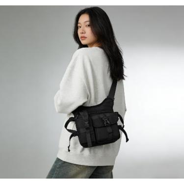 Imagem de Bolsas de ombro masculinas práticas, bolsa tiracolo masculina portátil com alça ajustável, bolsa tiracolo com vários bolsos para viagens, Preto, Tendência