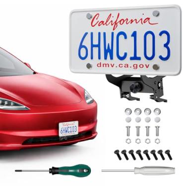 Imagem de Wigoo Para Tesla Model 3 (2024-2025) Highland Accessories Suporte de placa de licença frontal 【Sem furadeira, encaixe, seguro para lavagem de carro】 Moldura de placa de licença, suporte de placa de