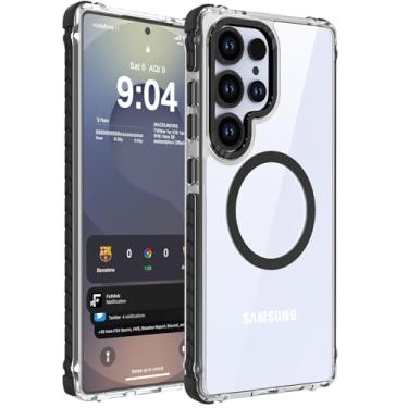 Imagem de DEERLAMN Capa magnética forte para Samsung Galaxy S24 Ultra de 6,8 polegadas, [compatível com Magsafe] [Proteção contra quedas de grau militar] Capa protetora transparente fina à prova de choque