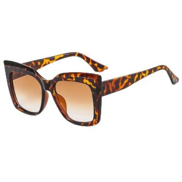 Imagem de Óculos de Sol Olho de Gato com Degradê e Estampa de Leopardo, Unissex, Estilo Punk, Proteção UV400, Ideais para Esportes ao Ar Livre, Corrida e Ciclismo, Cor Marrom Leopardo