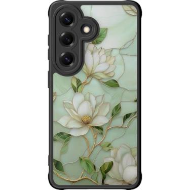 Imagem de DEENAKIN Capa fofa para Samsung Galaxy S26, capa rígida floral estética, compatível com Magsafe, capa protetora de telefone fina retrô exclusiva moderna para mulheres e meninas, flores de magnólia