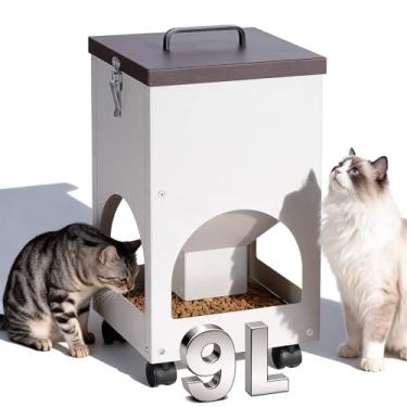 Imagem de MUDUOBAN Alimentador automático de gatos para vários gatos, 9L/40 xícaras, dispensador de comida de gato por gravidade de grande capacidade para alimentos secos, estação de alimentação de animais de