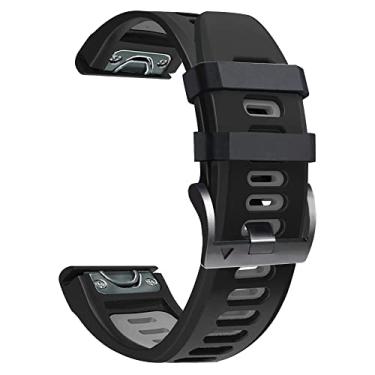 Imagem de TIOYW Pulseira de silicone de 26 mm para relógio Garmin Fenix 5X Plus 6X Pro 3 3HR Pulseira de pulso de ajuste fácil para Descent MK1/D2 Delta PX (C,Fenix 6X Pro de 26 mm)
