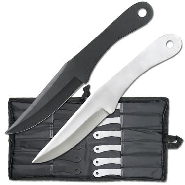Imagem de Conjunto de facas de arremesso Perfect Point PAK-712-12 com 12 facas, lâminas prateadas e pretas, alças de aço, 21,5 cm em geral