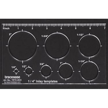 Imagem de Traceease 1 peça de estêncil retangular com 8 moldes geométricos circulares embutidos 18,3 cm x 10,16 cm régua de medição geométrica faça você mesmo, modelo de 0,6 cm de espessura