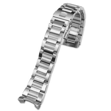 Imagem de Clouism Pulseira de relógio de aço inoxidável de 22 mm para Tag Heuer CARRERA pulseira de relógio com ponta de arco de implantação (prata, 22 mm)