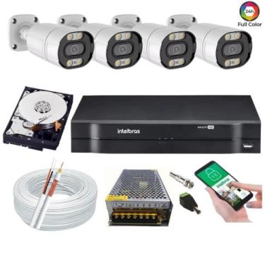 Imagem de Kit Dvr Intelbras 4 Canais H.265 4 Câmeras Full Hd Imagem Colorida a n