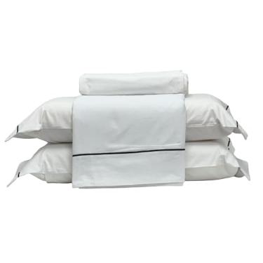 Imagem de Jogo de Lençol Festonê Preto - 180 Fios Misto (Queen)