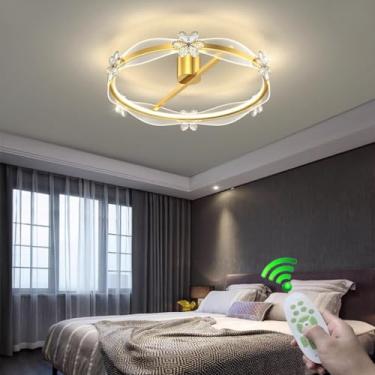 Imagem de Luminária de teto embutida LED moderna e dimerizável, dourada, com cúpula redonda de vidro e corpo em acrílico, com controle remoto, ideal para sala de jantar, sala de estar e cozinha.