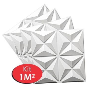 Imagem de 4 Placas Revestimento 3D TV 50 x 50 Parede 0,5 Mini Estrelar - LuJP De