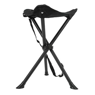 Imagem de Aoresac Tamborete Portátil do tripé, Cadeira Dobrável Com Pés Antiderrapantes, Resistente e Resistente, Rolamento de Carga 200kg, para Acampamento de Pesca Ao Ar Livre (Preto)