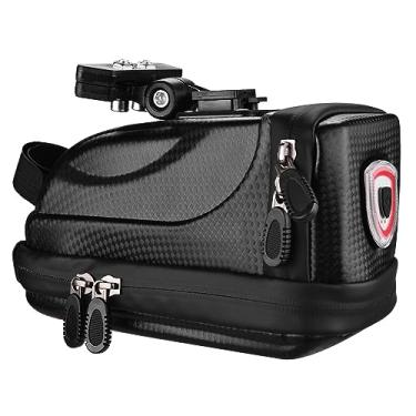 Imagem de Bolsa de selim bicicleta casco duro com lanterna traseira LED recarregável via USB e capa contra chuva armazenamento para do assento traseiro sólida bicicletas montanha dobráveis estrada Viagens diári