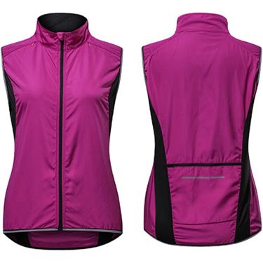 Imagem de Colete De Ciclismo Feminino Reflexivo Respirável Camisola De Ciclismo Leve à Prova D'água Jaquetas De Ciclismo Colete Sem Mangas Tops De Ciclismo, Purple, Aldult~M