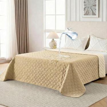 Imagem de FunFurry Cobertor impermeável para cães, lavável, reversível, protetor de móveis para sofá (bege escuro e claro, 203 x 300 cm - 1 pacote)