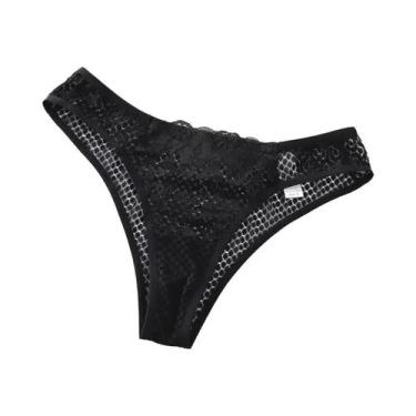 Imagem de Lingerie Sexy Feminina De Cintura Baixa Em Renda, Tanga Transparente E