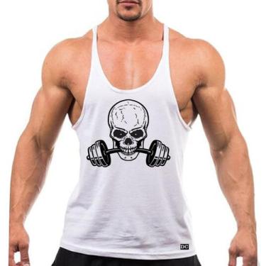 Imagem de Camiseta Regata Cavada Masculino Academia Treino Caveira Musculação - 