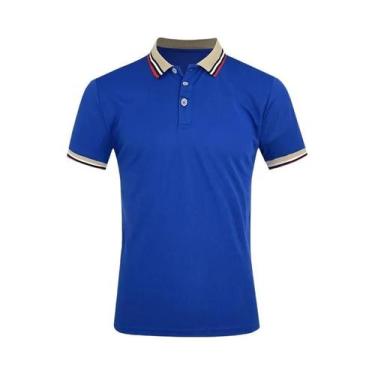 Imagem de Camisa Polo Masculina De Verão Em Algodão Respirável Listrada Casual P