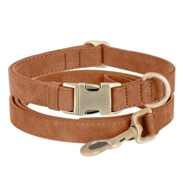 Imagem de Coleira de couro genuíno para cães – Coleira ajustável para animais de estimação com fivela de metal de liberação rápida, coleira de couro verdadeiro para cães pequenos, médios e grandes (coleira
