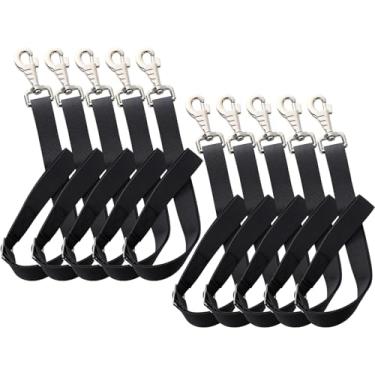 Imagem de Maasechs 10 peças cabides de alça de balde de cavalo fornecedores de cavalos alça de balde de nylon ajustável para baldes redes de feno alimentadores ao ar livre (preto)