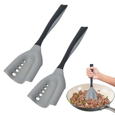 Imagem de Pacote com 2 espátulas para picar carne – Moedor de hambúrguer e esmagador de carne moída, espátula de picar resistente ao calor premium para cozinha, mistura de batata e triturador, amaciador de