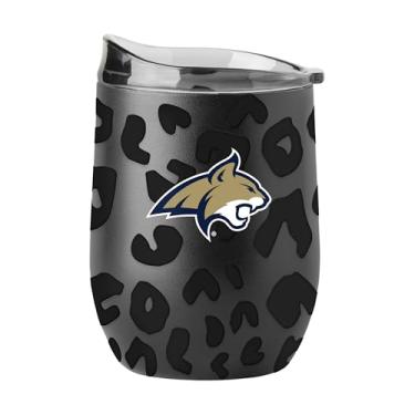 Imagem de Logo Brands NCAA Montana State Bobcats Leopard 473 ml Bebida curvada de aço inoxidável – Copo de vinho com revestimento em pó e parede dupla | Tampa deslizante e base antiderrapante | Ótimo presente