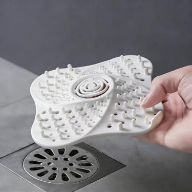Imagem de Capa de drenagem de filtro de borracha de silicone, coletor de ralo de cabelo de chuveiro, coloque no ralo no banheiro e na cozinha, branca