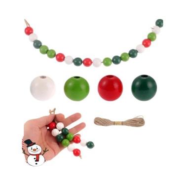 Imagem de Contas Redondas De Madeira De Natal, Madeira Natural De Pinheiro, Tama