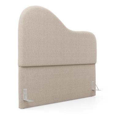 Imagem de Cabeceira Orgânica Cama Box Queen Size Sea 160cm Com Frame Bouclé Bege - Desk Design