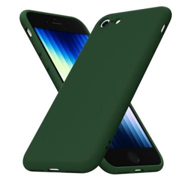 Imagem de uvcoat Capa de silicone para iPhone SE 2ª geração 2020 2022 iPhone 7/8, capa fina de gel de borracha macia para mulheres e meninas, linda capa de TPU fosco com proteção para câmera, verde escuro