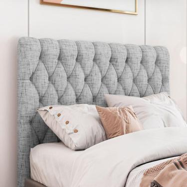 Imagem de Cabeceira Estofada Casal 140 Cm Topázio Linho Cinza