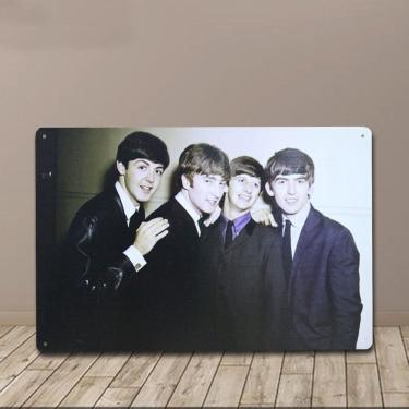 Imagem de Placa de lata Vintage The Beatles Band Photo 20x30cm, ferro