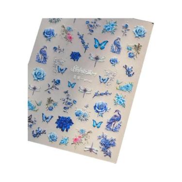 Imagem de Adesivos De Unhas Com Asas De Borboleta Pretas E Roxas, Decalques De M