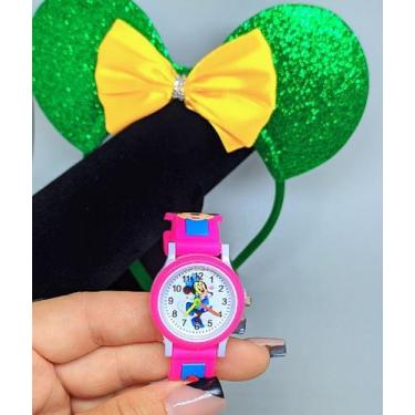 Imagem de Kit Relógio Infantil para Meninas Analógico 3D Silicone Desenho Miney 