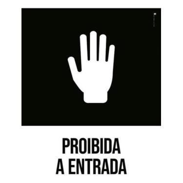 Imagem de Kit 5 Placas Desenho Proibida A Entrada 27X35 - Sinalizo