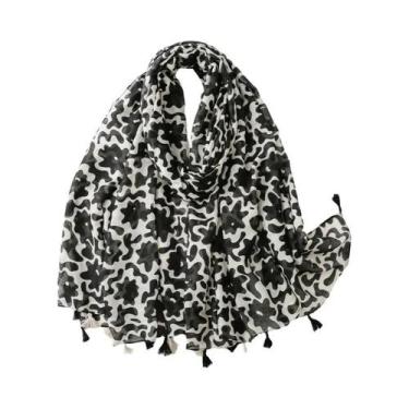 Imagem de Cachecol Aztec Paisley Floral Com Franjas, Viscose, Pashmina, Hijab 18