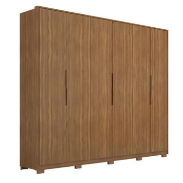 Imagem de Guarda Roupa Casal Atrice D66010kpe 6 Portas Nogueira Touch Com Pés Demóbile - Demartêz