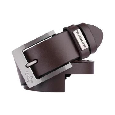 Imagem de Cinto Masculino De Couro Genuíno Luxuoso Vintage Com Fivela De Pino De