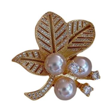 Imagem de Broche De Luxo Feminino Com Strass E Pérolas Em Formato De Camélia - A