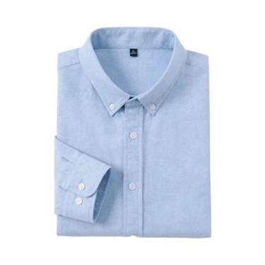 Imagem de Camisa Oxford Slim-Fit Masculina De Algodão Com Mangas Longas Casual R