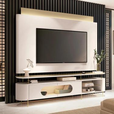 Imagem de Painel Tv 85 Pol Nobre E Rack Bancada ária Off/champanhe - Hb Móveis