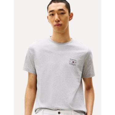 Imagem de Camiseta Tommy Hilfiger Masculina Regular Stack Cinza Mescla-Masculino