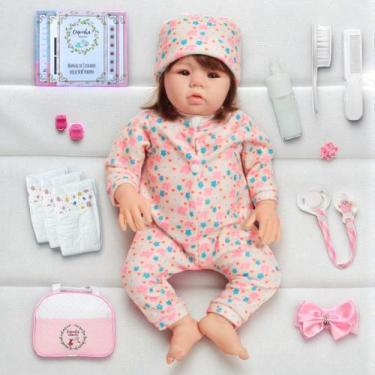 Imagem de Bebe Reborn Realista Fio a Fio Pode Banho + Bolsa Acessórios - Cegonha