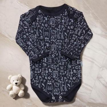 Imagem de Body Manga Longa Florestinha Minimalista Preto com Branco - Era Uma Ve