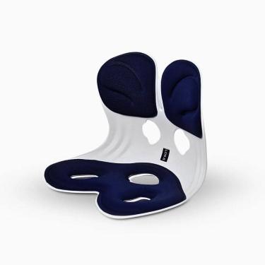 Imagem de Almofada De Apoio Lombar Cadeira Correção De Coluna - Assento Ergonômico Confortável Com Apoio Lombar G - Azul