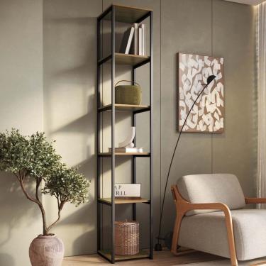Imagem de Estante Vertical Industrial Mdf Paris Livro Freijó/Preto