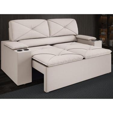 Imagem de Sofá com Porta Copos Retrátil e Reclinável Pop 1,54m Velosuede - NETSOFAS