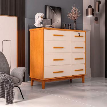 Imagem de Cômoda para Quarto 8 Gavetas Detroit Nature/ Off White