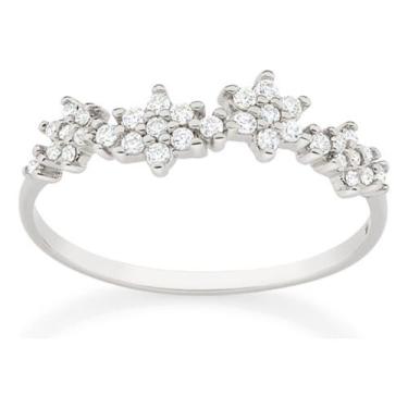 Imagem de Anel Skinny Composto Por 4 Flores Cravejadas 313246 - ROMMANEL, Branco