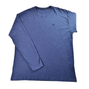 Imagem de Camiseta Masculina Manga Longa Malha Mescla Mista Básica Plus Size G1 